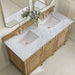James Martin Lorelai 60 Inch Double Vanity in Light Natural Oak With Carrara White Marble Top