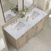 James Martin Lorelai 60 Inch Double Vanity in Whitewashed Oak With Carrara White Marble Top