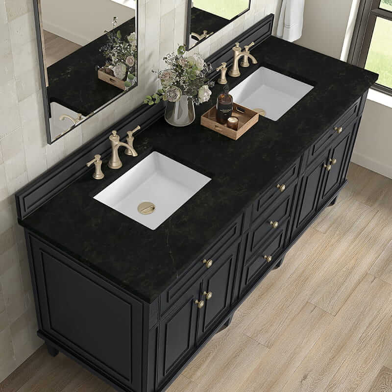 James Martin Lorelai 72" Double Vanity in Black Onyx With Phantome Eclos Top
