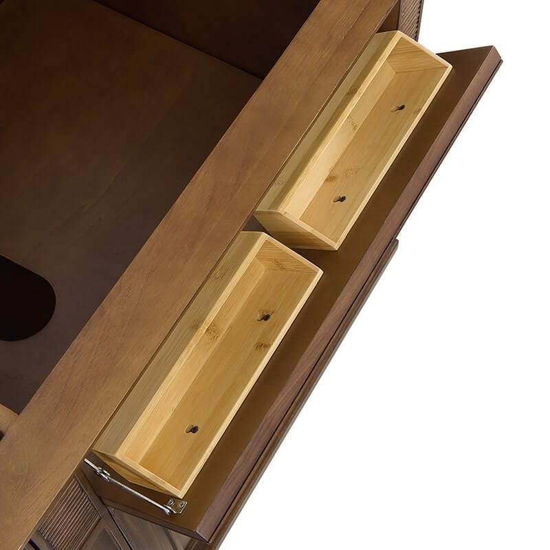 James Martin Lorelai 72" Double Vanity in Mid-Century Walnut Two Tip Out Drawers