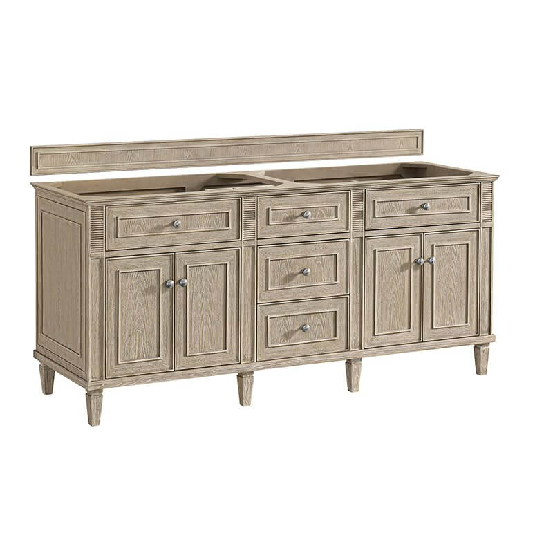 James Martin Lorelai 72" Double Vanity in Whitewashed Oak Cabinet Only