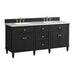 James Martin Lorelai 72 Inch Double Vanity in Black Onyx Corner View With Countertop