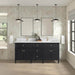 James Martin Lorelai 72 Inch Double Vanity in Black Onyx With Single Hole Faucet White Zeus Silestone Top Backsplash