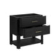 James Martin Lucian 36 Inch Double Vanity in Carbon Oak Corner View Open Drawers