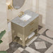 James Martin Lucian 36 Inch Double Vanity in Pebble Oak With Victorian Silver Silestone Widespread Top