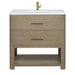 James Martin Lucian 36 Inch Single Vanity in Pebble Oak With White Zeus Silestone Top
