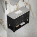 James Martin Lucian 48 Inch Single Vanity in Carbon Oak With Victorian Silver Silestone Widespread Top