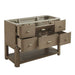 James Martin Lucian 48 Inch Single Vanity in Pebble Oak Corner View Open Drawers