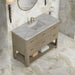 James Martin Lucian 48 Inch Single Vanity in Pebble Oak With Victorian Silver Silestone Widespread Top