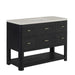 James Martin Lucian 48" Single Vanity in Carbon Oak With Siberian Silestone Widespread Top Corner View Lifestyle