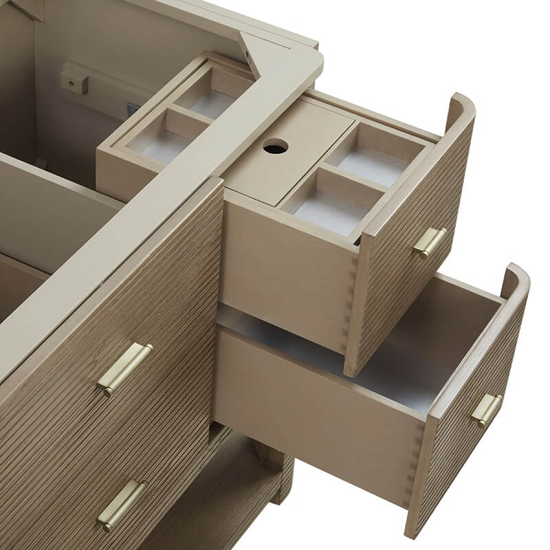 James Martin Lucian 48" Single Vanity in Pebble Oak Drawer Boxes Feature English Dovetail Joinery