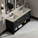 James Martin Lucian 72" Double Vanity in Carbon Oak With Tajnar Eclos Widespread Top