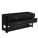 James Martin Lucian 72 Inch Double Vanity in Carbon Oak Corner View Open Drawers