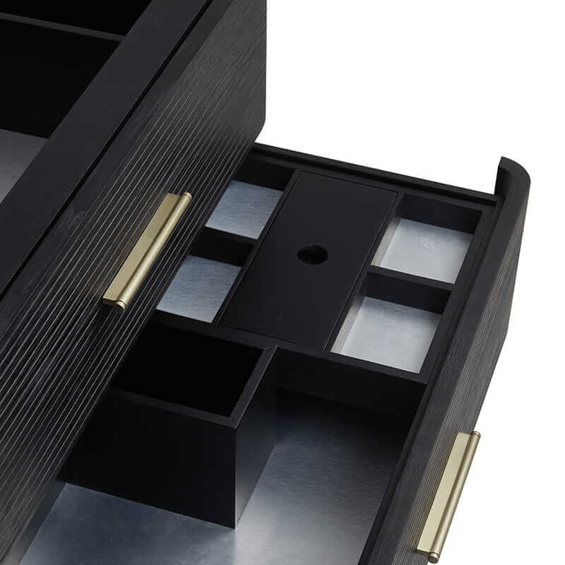 James Martin Lucian 72 Inch Double Vanity in Carbon Oak With Four Drawers and a Lower Console Style Shelf