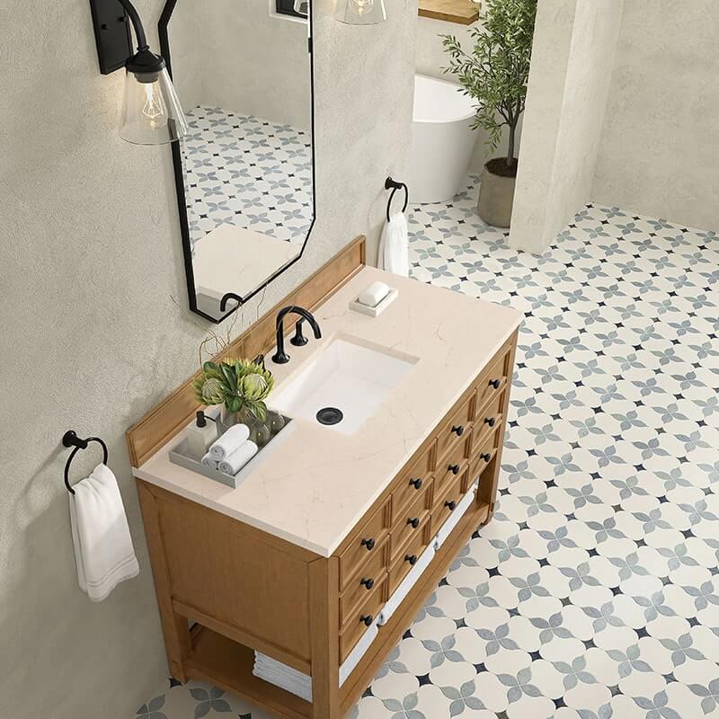 James Martin Malibu 48" Single Vanity With Eternal Marfil Silestone Top