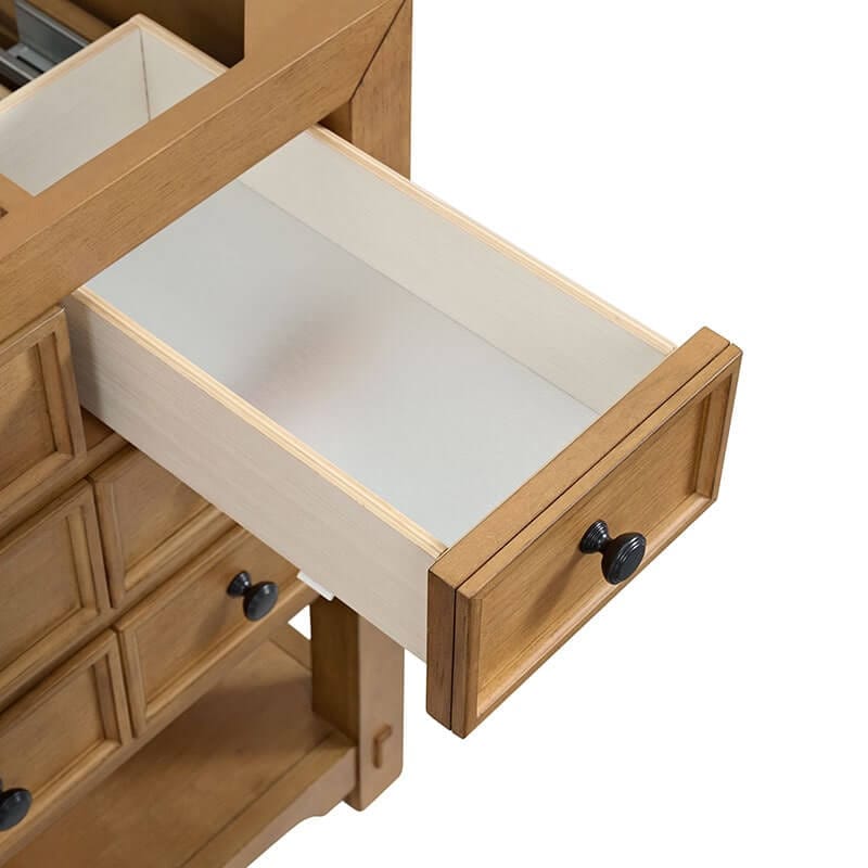 James Martin Malibu 60 Single Vanity Amber Birch Closed Up Open Drawer