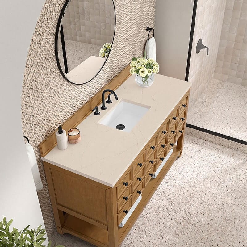James Martin Malibu 60" Single Vanity Amber Birch With Eternal Marfil Top