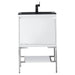 James Martin Mantova 23.6 Inch Single Vanity in Glossy White With Brushed Nickel Base With Charcoal Black Composite Stone Top