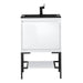 James Martin Mantova 23.6 Inch Single Vanity in Glossy White With Matte Black Base With Charcoal Black Composite Stone Top