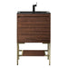 James Martin Mantova 23.6 Inch Single Vanity in Mid Century Walnut With Champagne Brass Base With Charcoal Black Composite Stone Top