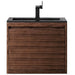 James Martin Mantova 23.6 Inch Single Vanity in Mid Century Walnut Without Base Charcoal Black Composite Stone Top