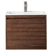 James Martin Mantova 23.6 Inch Single Vanity in Mid Century Walnut Without Base Glossy White Composite Stone Top