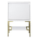 James Martin Mantova 23.6" Single Vanity in Glossy White With Champagne Brass Base Cabinet Only