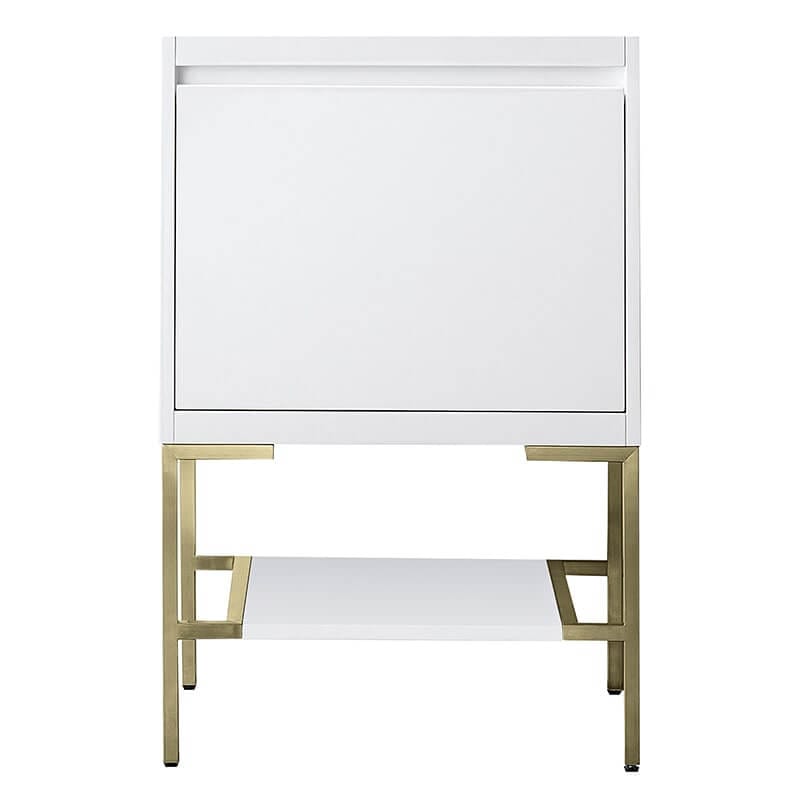 James Martin Mantova 23.6" Single Vanity in Glossy White With Champagne Brass Base Cabinet Only