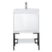 James Martin Mantova 23.6" Single Vanity in Glossy White With Matte Black Base With Glossy White Composite Stone Top