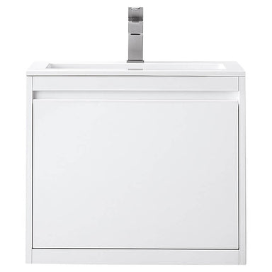 James Martin Mantova 23.6" Single Vanity in Glossy White Without Base Cabinet Only With Glossy White Composite Stone Top