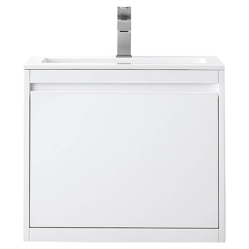 James Martin Mantova 23.6" Single Vanity in Glossy White Without Base Cabinet Only With Glossy White Composite Stone Top