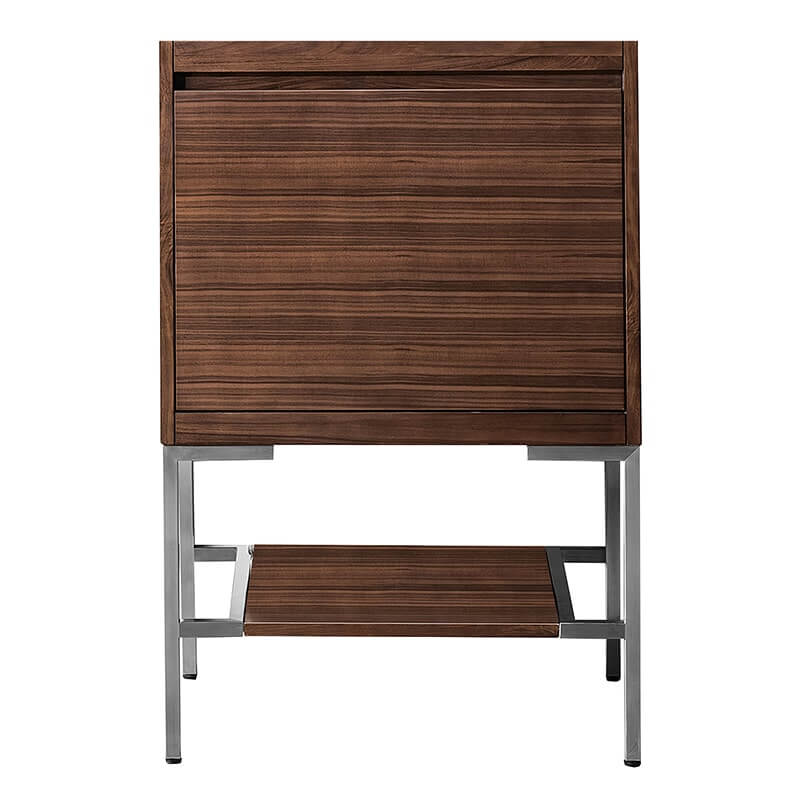 James Martin Mantova 23.6" Single Vanity in Mid Century Walnut With Brushed Nickel Base Cabinet Only