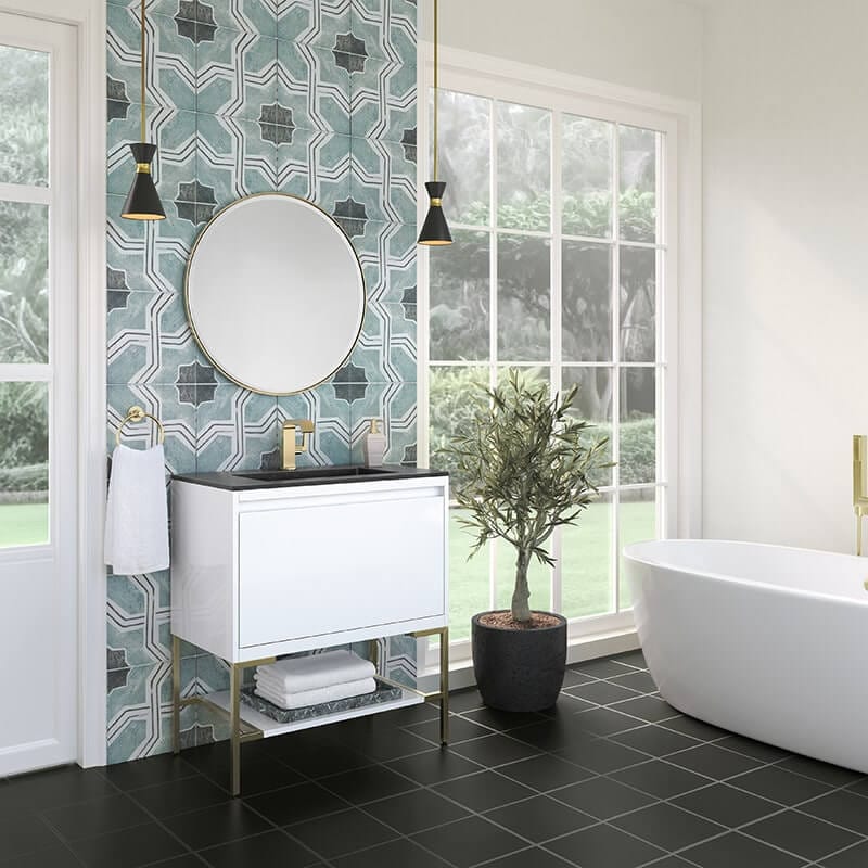 James Martin Mantova 31.5 Inch Single Vanity in Glossy White Corner View