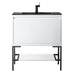 James Martin Mantova 31.5 Inch Single Vanity in Glossy White With Matte Black Base With Charcoal Black Composite Stone Top