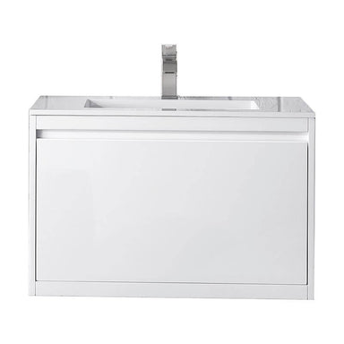 James Martin Mantova 31.5 Inch Single Vanity in Glossy White Without Base With Glossy White Composite Stone Top
