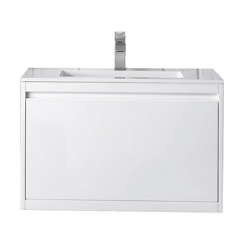 James Martin Mantova 31.5 Inch Single Vanity in Glossy White Without Base With Glossy White Composite Stone Top