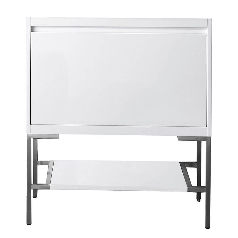 James Martin Mantova 31.5" Single Vanity in Glossy White With Brushed Nickel Base Cabinet Only