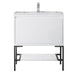 James Martin Mantova 31.5" Single Vanity in Glossy White With Matte Black Base With Glossy White Composite Stone Top