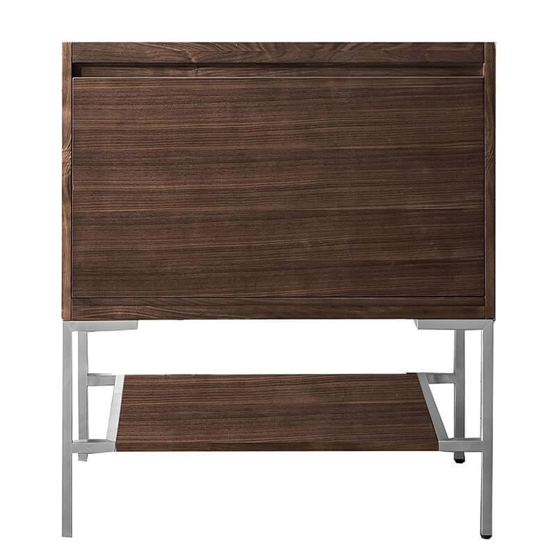 James Martin Mantova 31.5" Single Vanity in Mid Century Walnut With Brushed Nickel Base Cabinet Only