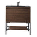James Martin Mantova 31.5" Single Vanity in Mid Century Walnut With Matte Black Base With Charcoal Black Composite Stone Top