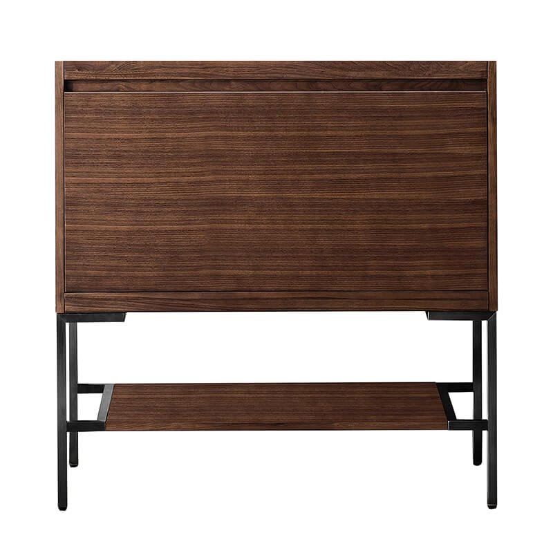 James Martin Mantova 35.4 Inch Single Vanity in Mid Century Walnut With Matte Black Base Cabinet Only