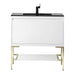 James Martin Mantova 35.4" Single Vanity in Glossy White With Champagne Brass Base With Charcoal Black Composite Stone Top