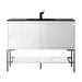 James Martin Mantova 47.3 Inch Single Vanity in Glossy White With Brushed Nickel Base With Charcoal Black Composite Stone Top