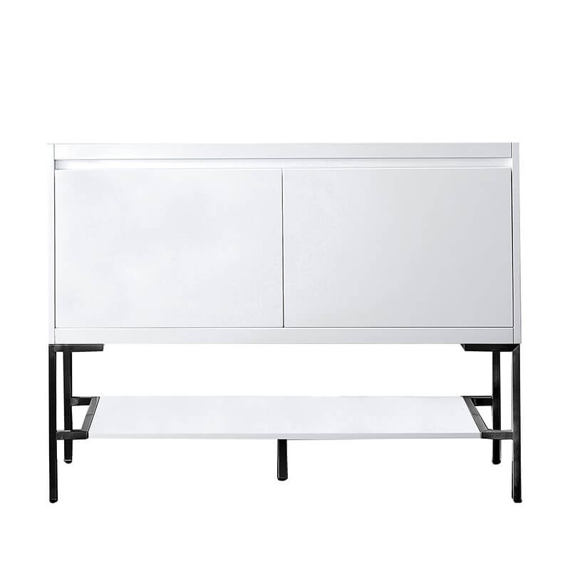 James Martin Mantova 47.3 Inch Single Vanity in Glossy White With Matte Black Base Cabinet Only