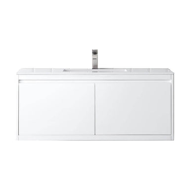 James Martin Mantova 47.3 Inch Single Vanity in Glossy White Without Base With Glossy White Composite Stone Top
