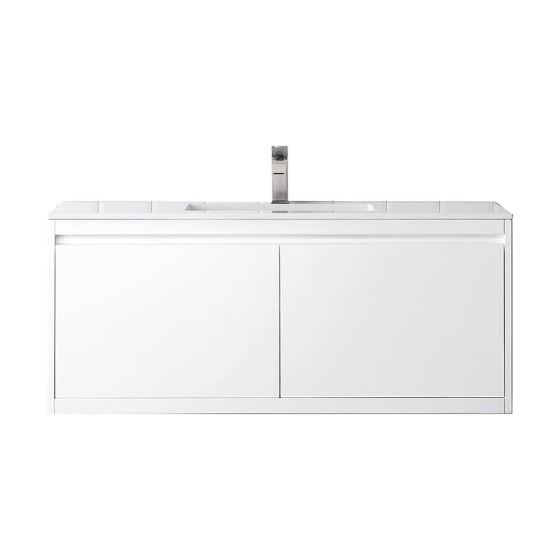 James Martin Mantova 47.3 Inch Single Vanity in Glossy White Without Base With Glossy White Composite Stone Top