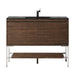 James Martin Mantova 47.3 Inch Single Vanity in Mid Century Walnut With Brushed Nickel Base With Charcoal Black Composite Stone Top
