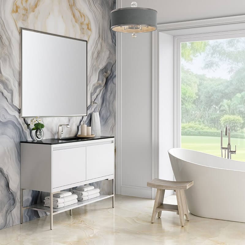 James Martin Mantova 47.3" Single Vanity Glossy White Corner View