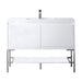 James Martin Mantova 47.3" Single Vanity in Glossy White With Brushed Nickel Base With Glossy White Composite Stone Top