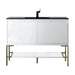 James Martin Mantova 47.3" Single Vanity in Glossy White With Champagne Brass Base With Charcoal Black Composite Stone Top